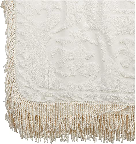 Image of Beatrice Home Fashions Medallion Full Cotton Chenille Bedspread, Ivory