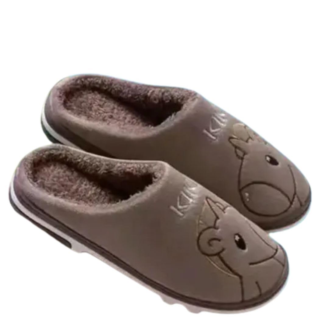 Soft Plush Platform Printed Fluffy Furry Non Slip Rubber Sole Winter Warm Slippers for Men & Women-image-38