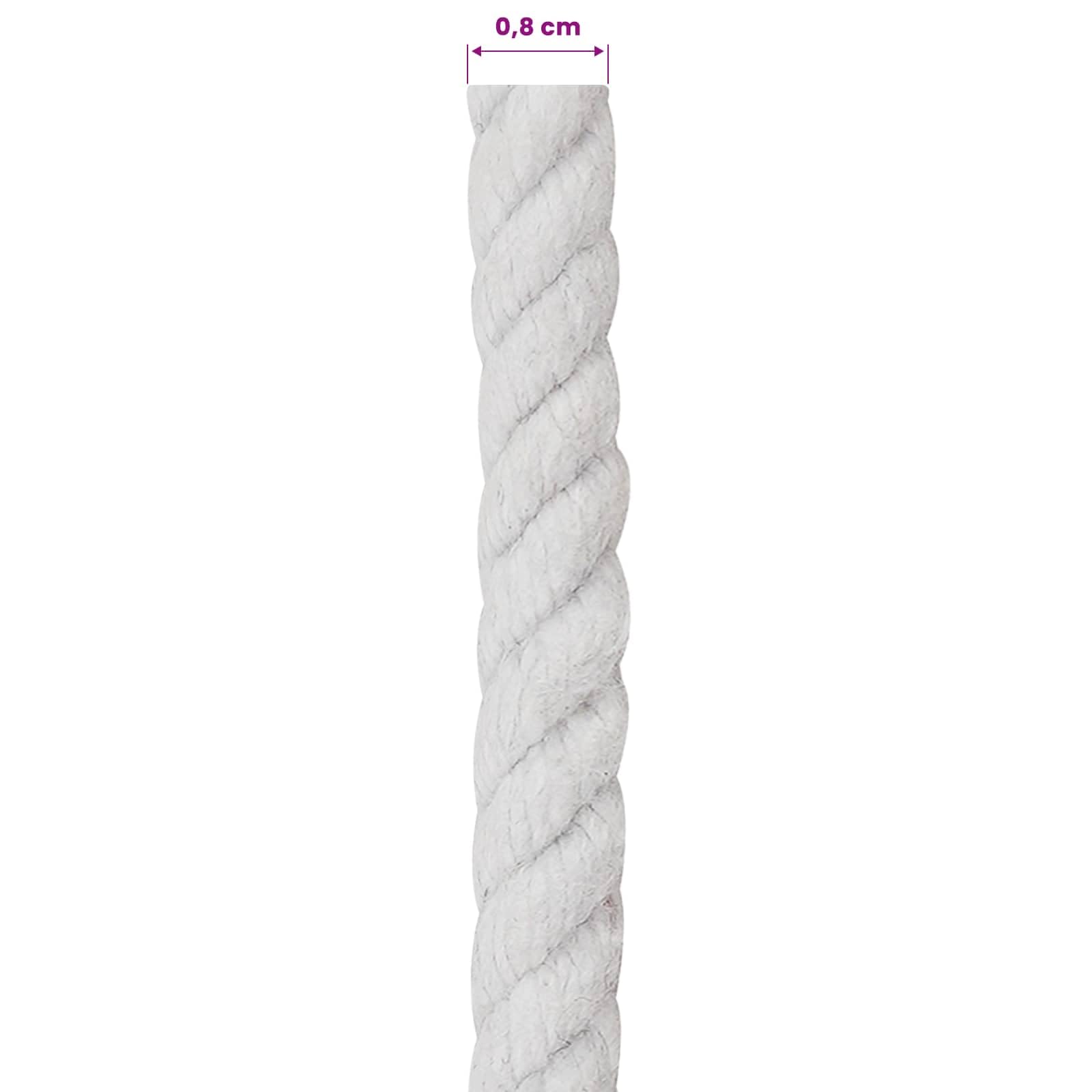 Biała linka bawełniana 0,8 x 0,8 cm długości 5000 cm, uniwersalny sznurek do projektów DIY, dekoracji, prac ogrodowych i kreatywnych zastosowań wewnątrz i na zewnątrz