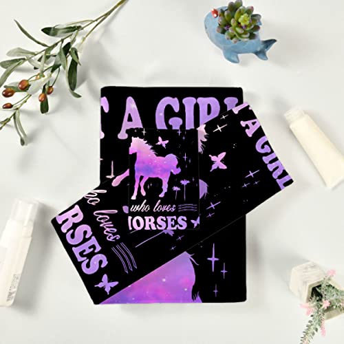 Vajrayogini Just A Girl Who Loves Horses Bath Towel Set, Soft Luxurious Modern Printed 3-Piece Towel Set, Practical Gift 1 Bath Towel 1 Washcloth 1 Hand Towel, Absorbent Quick Dry For Bathroom #TOP3