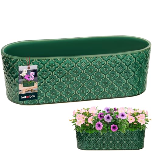 KOTARBAU® Blumentopf länglich innen Glasierte Keramik 13 x 37 cm H...