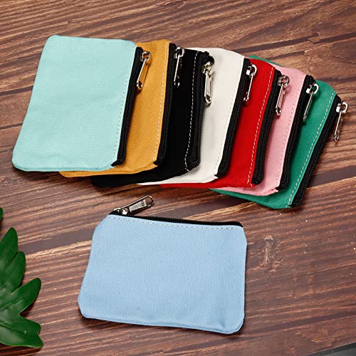 Image of PATIKIL 3 inch x 5 inch Coin Purse Pouch, 3 Pack Change Purses Small Organizer Bags with Zipper Canvas for Home, Light Green Pink Red