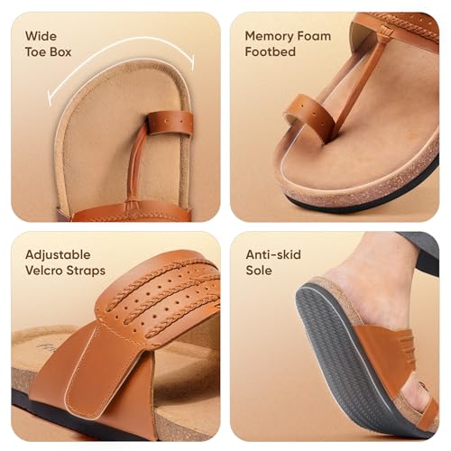 Image of Frido Puneri Chappal for Men | Available in 2 Options- Arch Support & Without Arch | Traditional Indian Leather Sandals with Memory Foam, Wide Toe Box & Zero Drop Design | Adjustable Ethnic Footwear