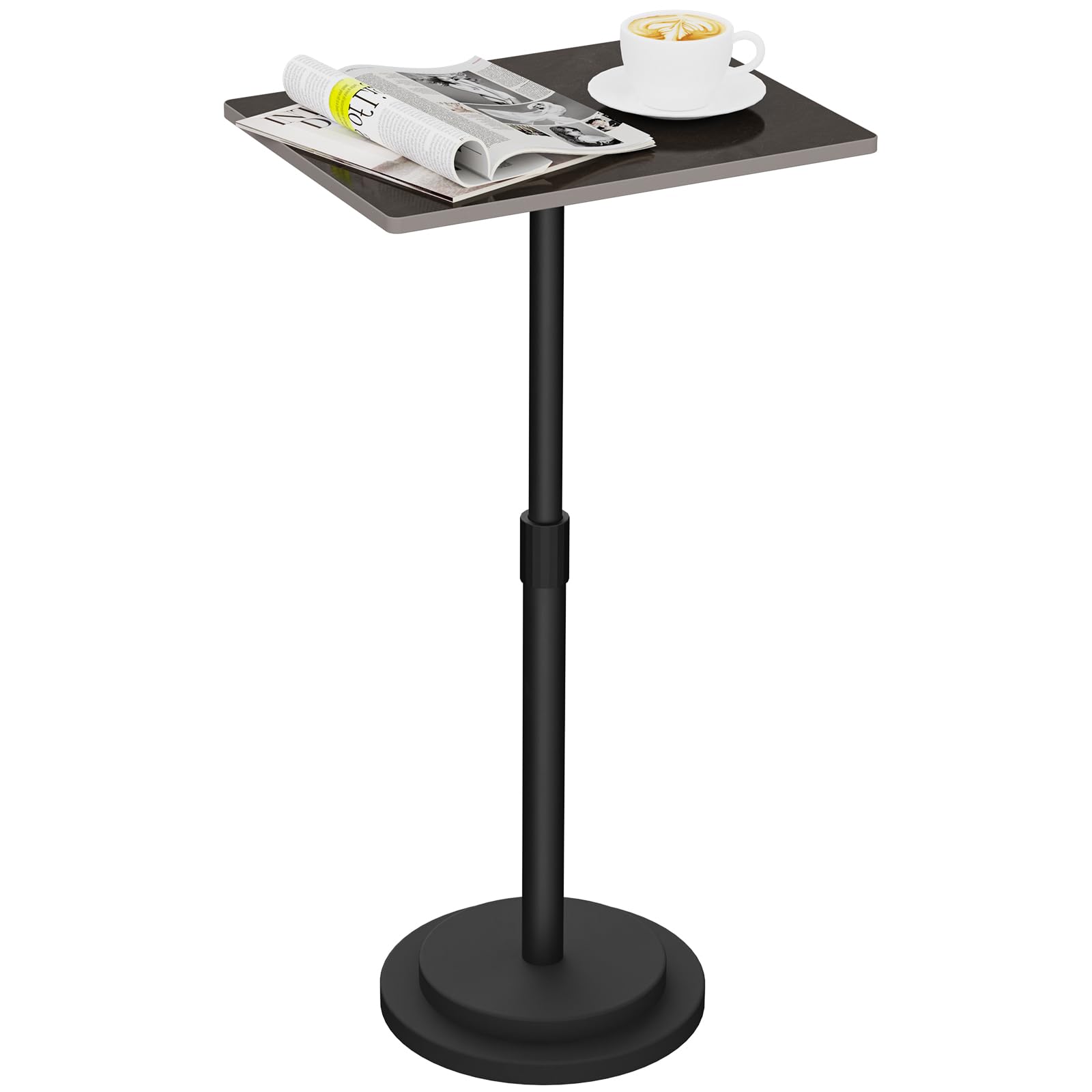 Rectangle End Table, Height Adjustable Metal Plant Stand, Brown
