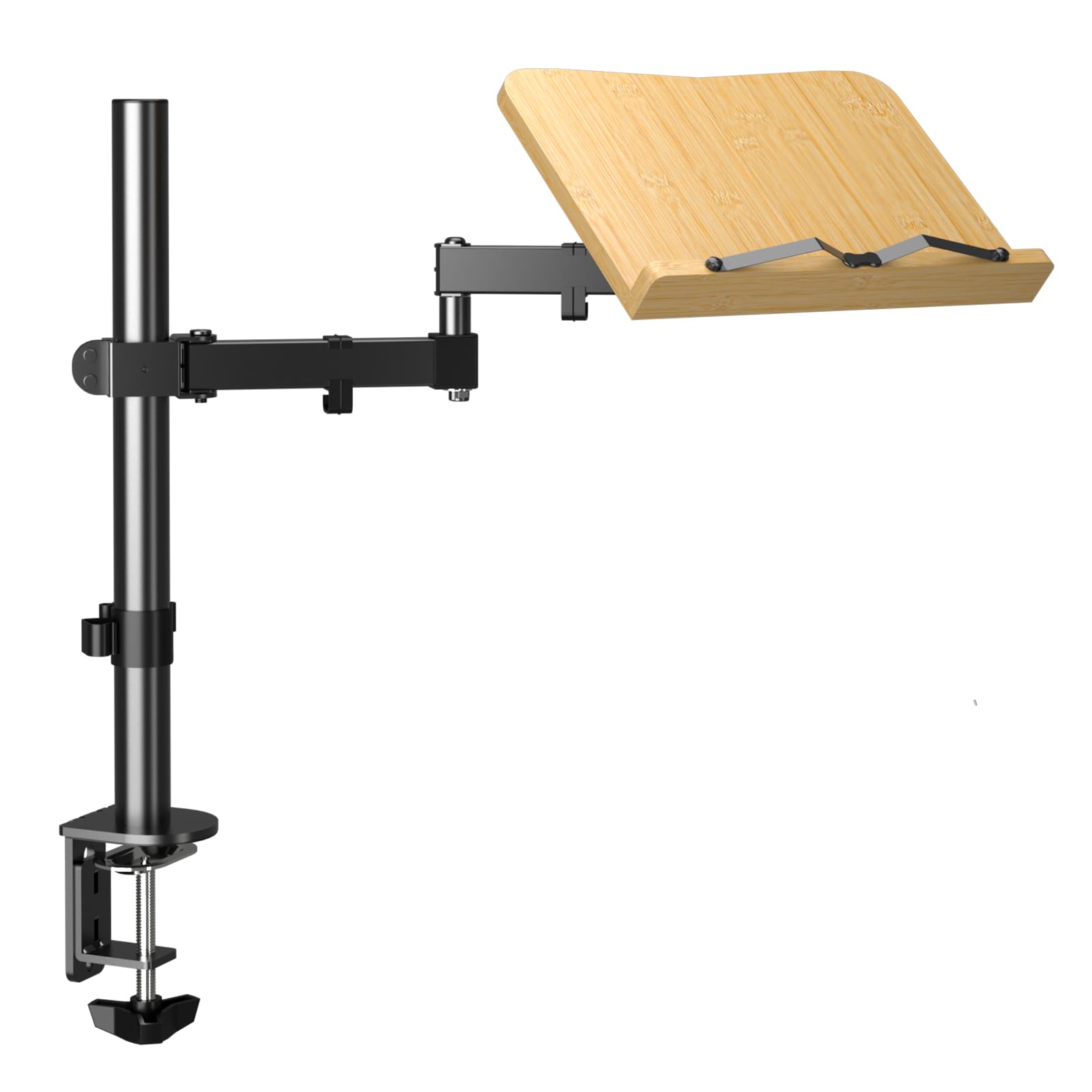 Bracwiser Atril de Bambú Ajustable en Altura con Abrazadera, Soporte de Lectura de Sobremesa con Robustos Clips para Páginas de 11x7,6 Pulgadas, MD7421TP006