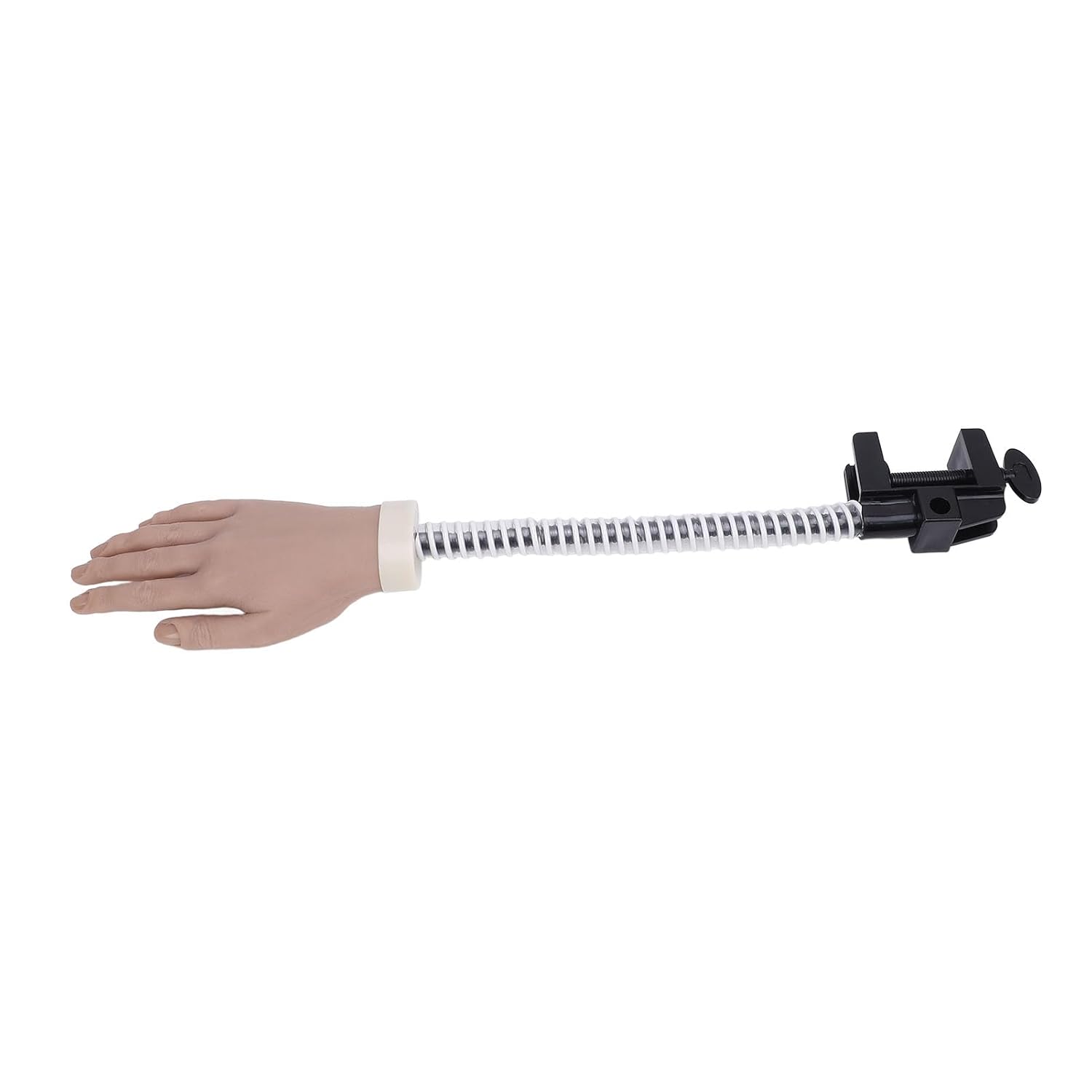 Asixxsix Practice Hand for Acrylic Nails, Soft Silicone Material Bendable Fingers Mannequin Hand for Nails, Silicone Practice with Insertable Nail Tips Clamp Base for Beginners