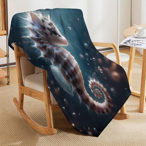 Couverture De Luxe À Chaud Hippocampe Plaid Flannel Doux 150x200cm - 8