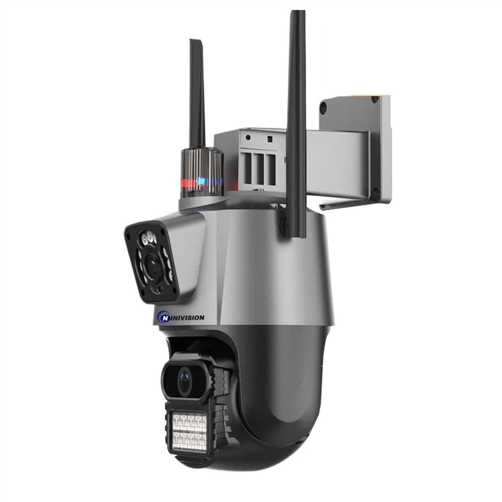 Kamery Monitoringu, Kamera Wi-Fi 4K PTZ 360° Podwójny obiektyw Automatyczne śledzenie Ochrona bezpieczeństwa Bezprzewodowe wewnętrzne zewnętrzne kamery monitorujące CCTV(8MP Camera Add 32GB)