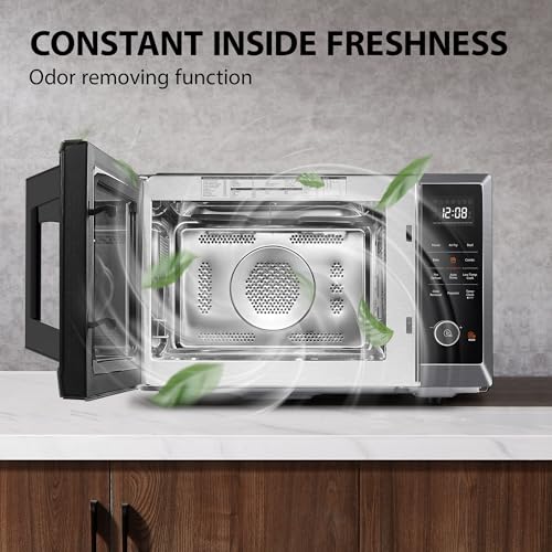 TOSHIBA Combo 8-in-1 Countertop Microwave Oven, with Convection, Broil, Odor Removal Mode, 12.4" Position Memory Turntable, Child-Lock, Black Stainless Steel, ML2-EC10SA(BS) A, Air Fryer-1.0 Cu.Ft