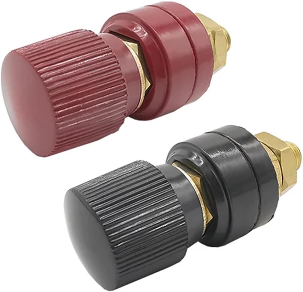 Power Distribution Block 40pcs Red Black Plastic Shell M8 Brass Binding Post Terminals Connector 555 Type 8mm Male Plug for Auto Boat Marine Solar(Black 1Pcs)