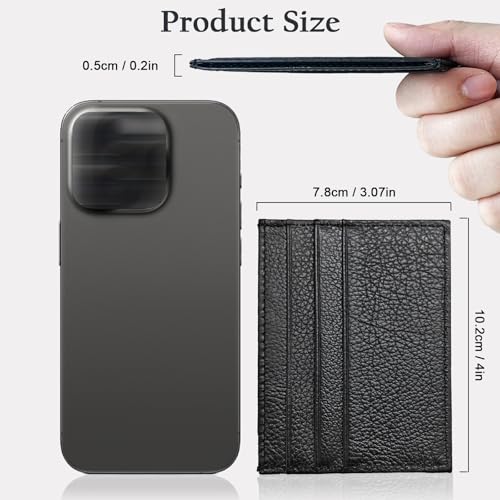 Image of WOXVM Credit Card Holder Wallet RFID Blocking Slim Credit Card Cases Holder Premium Leather Minimalist Front Pocket Small Wallet with 6 Card Slots and 1 Pockets for Men Women (Black)