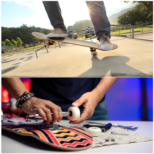 PATIKIL Rodas de skate 95A de 52 mm com rolamentos prateados, pacote com 4 rodas de rua com ferramen