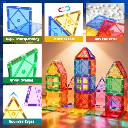 Soyee Magnetic Tiles Toddler Toys Magnetic Building Blocks for Kids Ages 3-12 STEM Educational Toys for Girls & Boys Sensory Toys for Kids with Autism Classroom Must Haves - Image 6