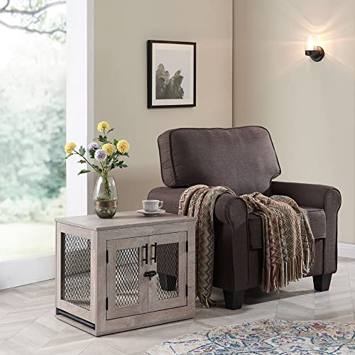 unipaws 25.5 Inch Dog Crate Furniture, Wooden Dog Kennel for Small Breed, Indoor Wood Dog Cage, Inside Side End Table Crate with Tray and Dog Bed for Puppy, Cats, Min Pigs, Rabbit, Up to 25 lbs - Image 4