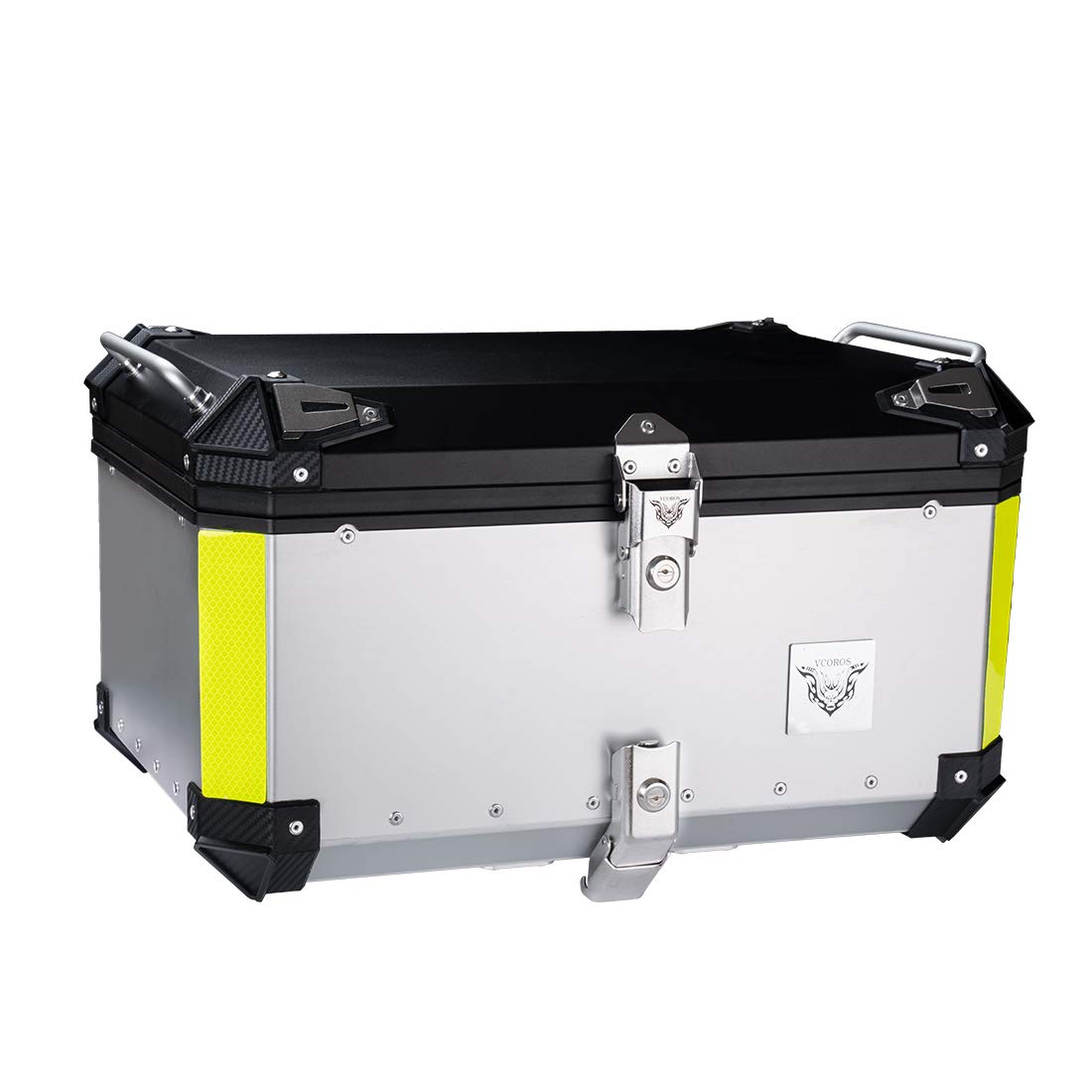 VCOROS 60L Aluminum Motorcycle Top Case With Universal Monokey Plate, Outback Storage Tail Box (Silver, 60 liter)