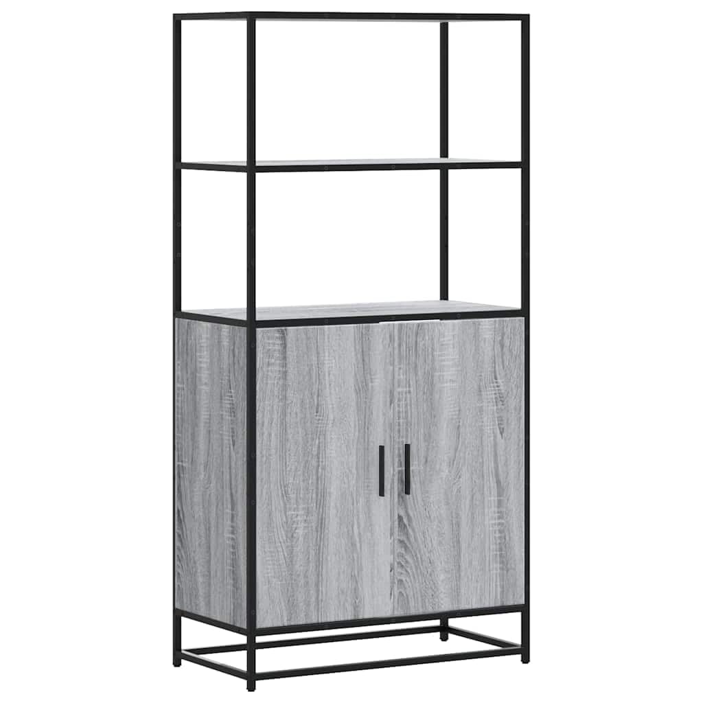 Highboard grigio Sonoma 68 x 35 x 139 cm, materiale in legno e metallo, robusto cabinet per Living Room, versatile cabinet per cocina e entryway, elegante consolle con spazio di archiviazione