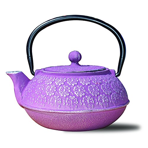 Old Dutch Cast Iron "Cherry Blossom" Teapot, 22 oz, Plum