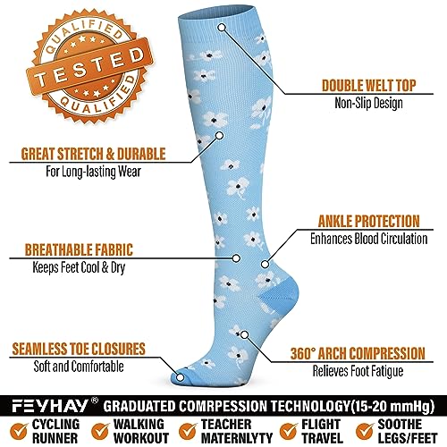 FEYHAY Copper Compression Socks (5 Pairs) 15-20 mmHg Circulation is Best Athletic & Daily for Men & Women, Running, Climbing3