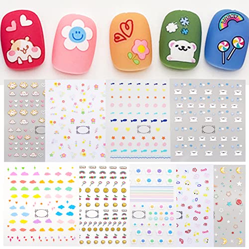 Ihukeit Cute Nail Stickers For Kids Including Animals Flowers Cloud Star Heart And More Self Adhesive Fingernail Decal Stickers For Little Girls Women Nail Art Decoration Fun (Pack Of 9) #TOP13