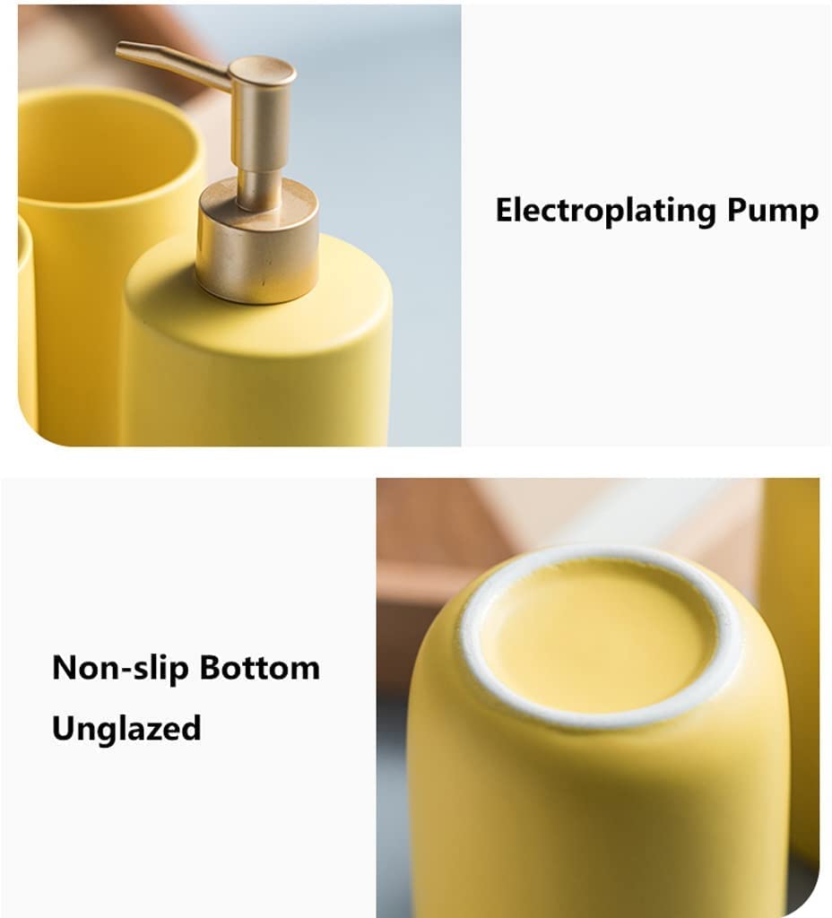 Dispenser Sapone Set di Dispenser Sapone in Ceramica da 3 Pezzi con Portasapone E Tazza per Collutorio Accessori per Il Bagno in Tinta Unita, Flacone per Lozione 350 Ml/11,5 Once per Bagno(B)