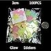 Stickers Muraux Lumineux Étoiles En Plastique Autocollants Fluorescents Chambre D'Enfants Salon Couloir Verre Décalcomanies Fille Garçon Chambre Décor De Noël 100Pcs 3Cm Coloré