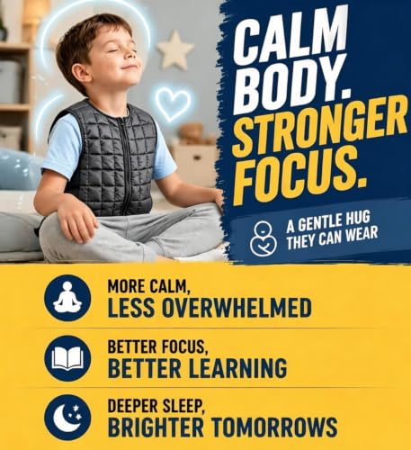Image of Weighted Vest for Kids,Sensory Calming Support for Children with 2lb, 3lb, 4lb Weights(Ages 2-13) ,Breathable & Washable for Active Play(Grey)