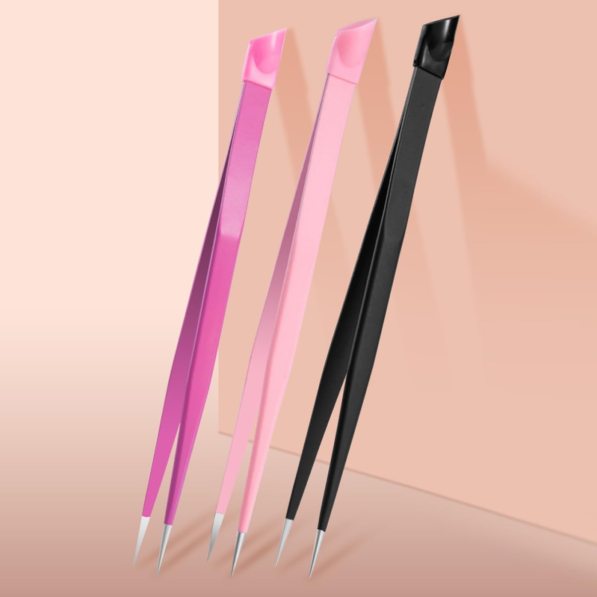 FRCOLOR 5 Set Pinzette Doppio Estremità Per Nail Art E Estensioni Design Inossidabile Pressione Per Adesivi Per Donne E Professionisti 3 Pezzi*5