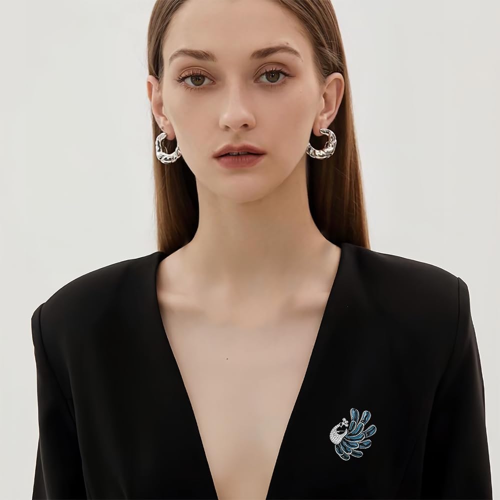 Enamel Peacock Brooch for Women Rhinestone Peacock Brooch Pin Peacock Lapel Pin Jewelry for Mom Wife