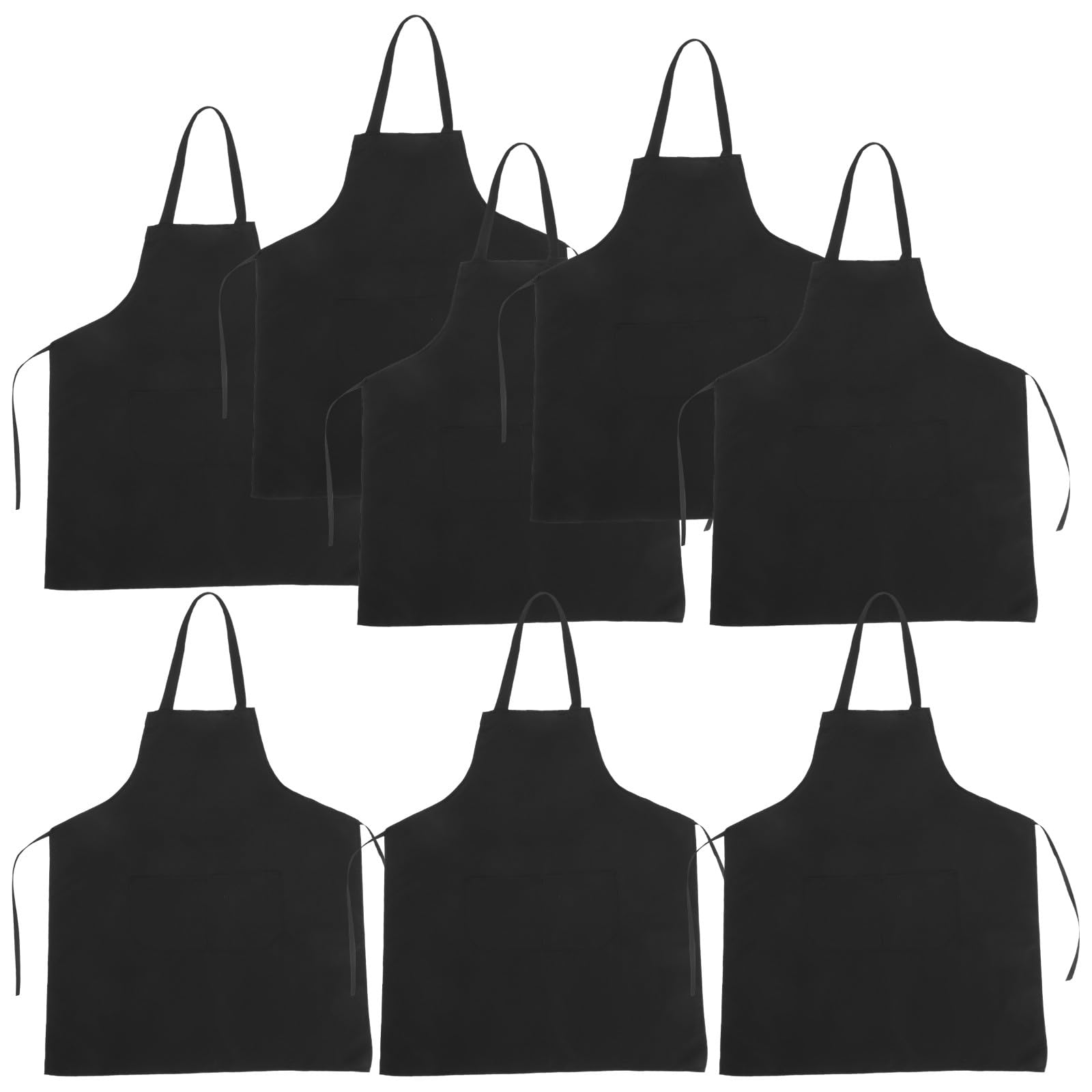 MAGICLULU Lot de 10 Tabliers Cuisine Noirs Unisexes, Taille Moyenne, Grosse Poche, en Tissu Résistant aux Déchirures, Réutilisables et Pratiques pour Cuisson, Barbecue et Service