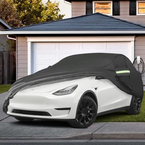 BASENOR Tesla Model Y Housse de protection contre les UV toutes saisons - Accessoire extérieur complet avec ouverture de chargement et filet ventilé pour modèle Y 2020 2021 2022 2023 Gen 2 Cover