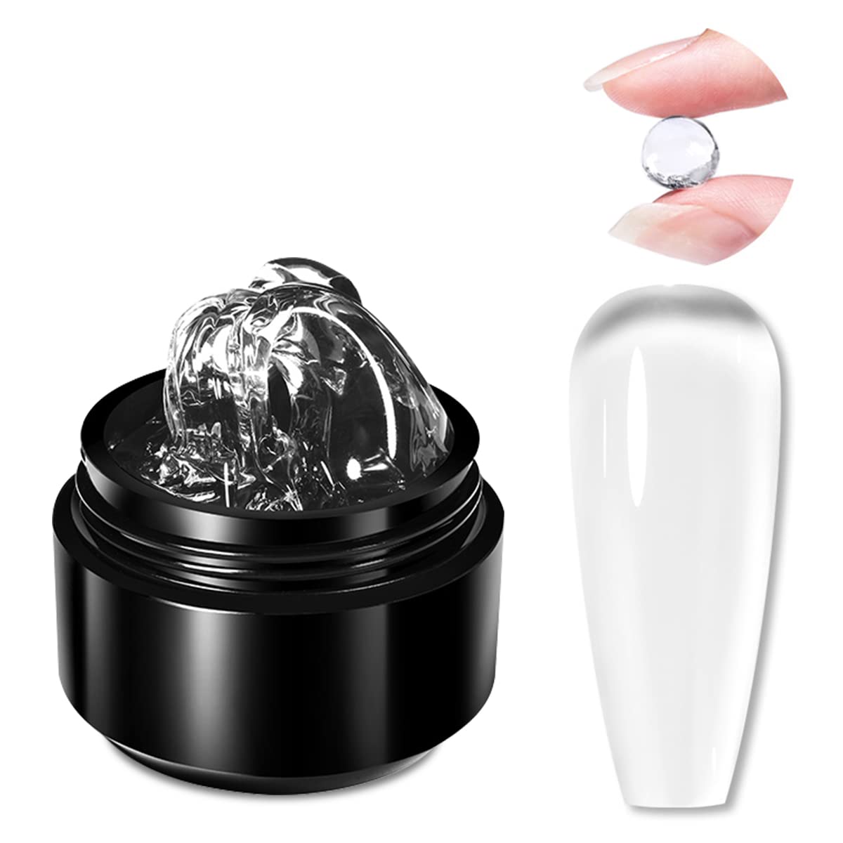 1 Jar Solid Builder Gel, Nail Extension Gel Solid Sculpture Gel, Non-Sticky Hand Nail Carving Gel, Clear Acrylic Modeling Soft Gel for Nail Art Design