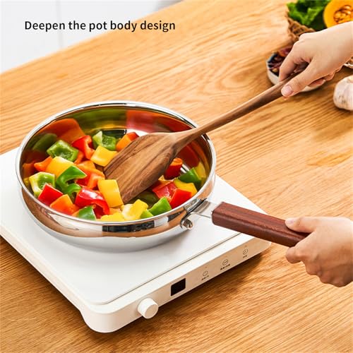Wok de acero inoxidable 316L con mango de madera y tapa miniatura 5