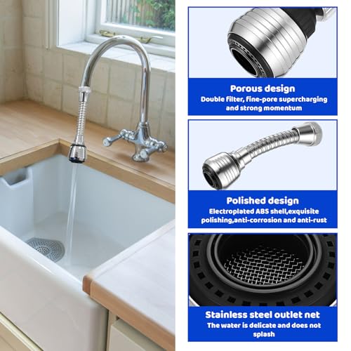 4 Stück Wasserhahn Aufsatz Verlängerung mit 2 Wasserdichtem Klebeband, Flexible 360° Drehbar Wasserhahnbelüfter, 2x Lang + 2x Kurz Schwenkbar Wasserhahn Verlängerung Küche Bad Spüle