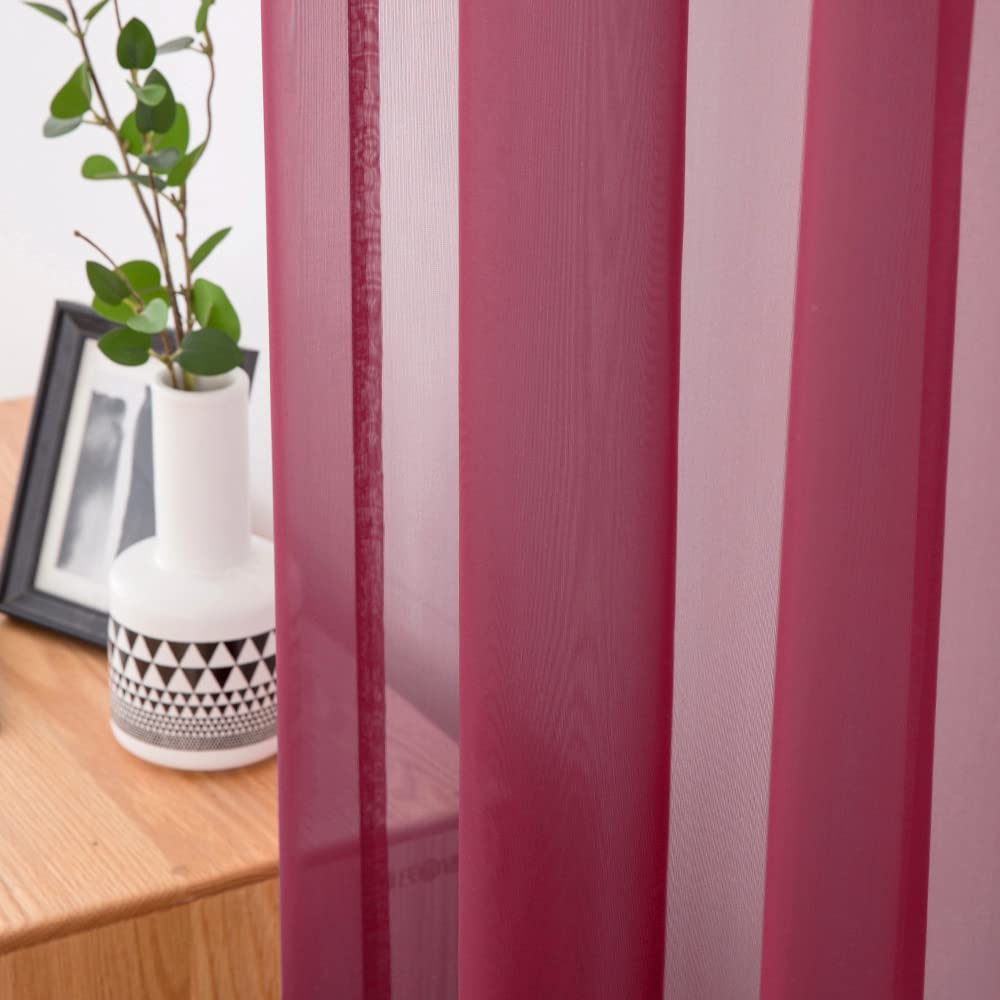 MIULEE Tende Trasparenti Con Passanti Morbidi Finestre per Salotto Eleganti Soggiorno per Camera da Letto e Tende Cameretta Bambini 2 Pannelli 140x215cm Rosso