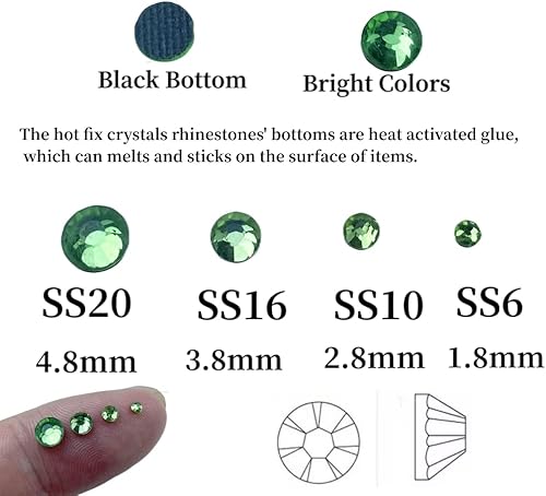 Miniatura 3 de Hotfix - 1000 diamantes de imitación de cristal redondos SS20 de 0.189 in con parte trasera plana para manualidades, ropa, zapatos, camisas, tazas y
