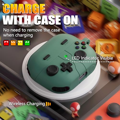 Image of Game Case for Samsung Galaxy Buds 3 FE(2025) & Galaxy Buds 3 Pro Case(2024),Silicone Classic Game Player Design with 3D Button Case Cover for Buds Pro 3 for Men with Cleaner Kit-Cedar Green