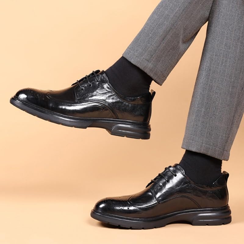 Men's Dress Shoes Comfort Brogue Oxfords Shoes Men Pointed Toe Classic Lace-up Formal Derby Shoes2
