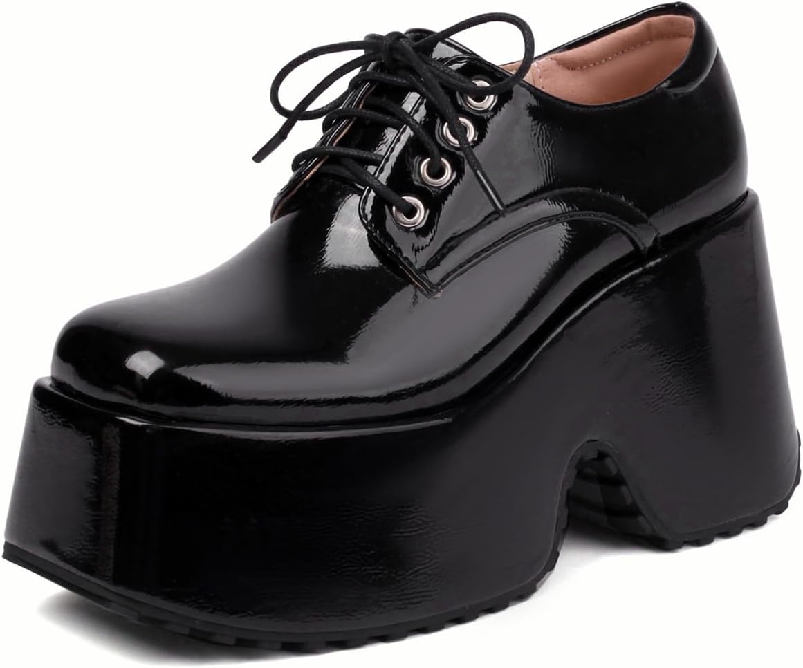Roimaash Stylish Plaftorm Chunky Shoes Flatform Lace up Brogue Shoes