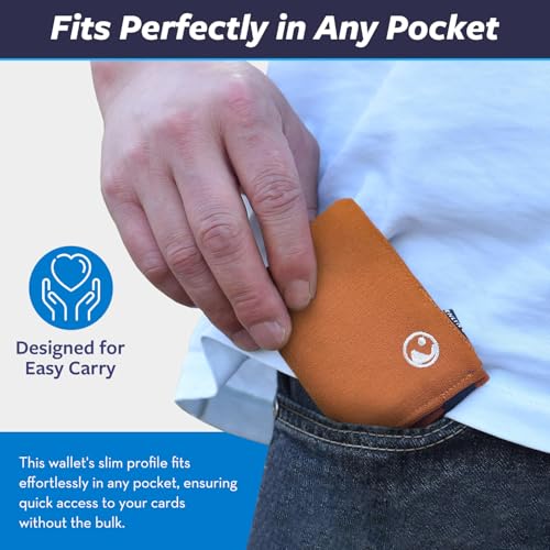 Card Wallet Holds 2-12 Credit Cards with Elastic Band - Nylon Water-Resistant Card Holder Fits in Front Pocket - Lightweight Credit Card Holder for Men & Women - Brown4