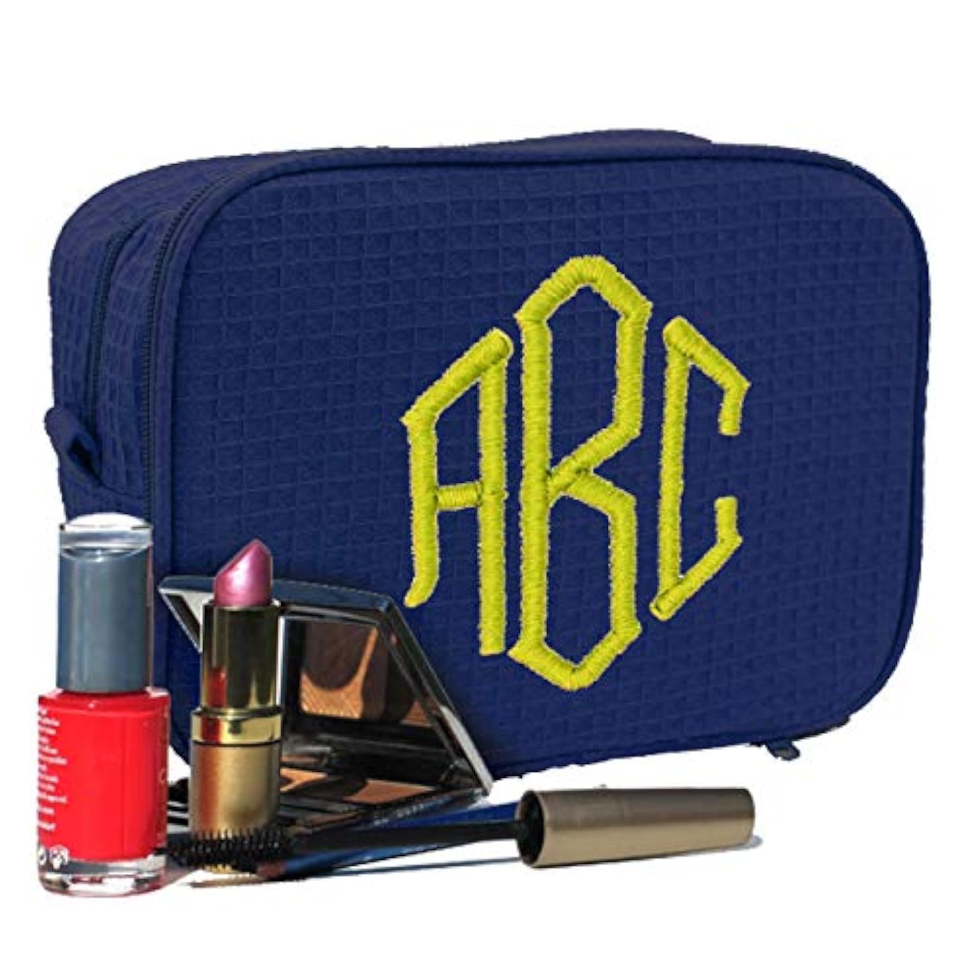 Personalized Bridesmaid Makeup Bag, Monogrammed Navy Blue