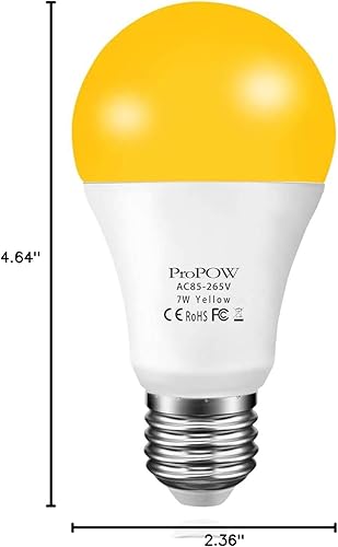 Miniatura 8 de Bombilla LED amarilla ámbar, bombillas de 7 W, equivalente a 40 W, A19, bombillas LED de encendidoapagado automático para exteriores, luces de