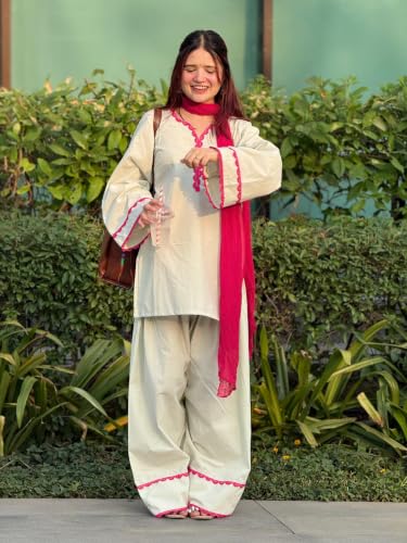 Image of ANNI Designer Cora Cotton Farshi Salwar Suit for Women | Farsi Style Kurti | Farasi Kurta with Dupatta | Parsi Ethnic Dress | Indian Office Party Traditional Clothing Fashion Wear