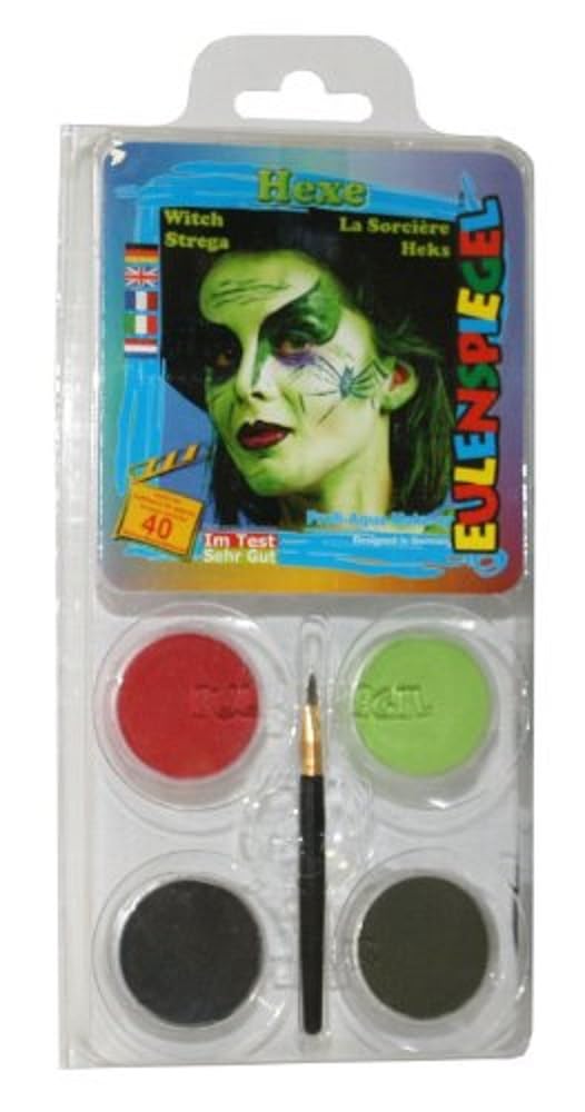 Eulenspiegel 204085 - Set de maquillaje de bruja, para aprox. 40 máscaras, colores de maquillaje, carnaval, fiesta temática