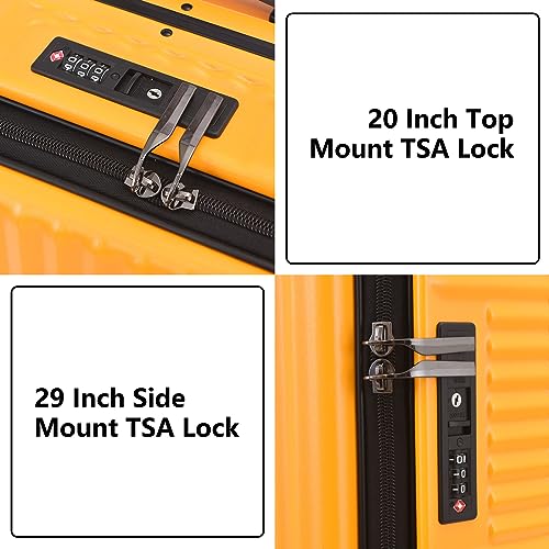 2 pieces 20/29 Aluminum Frame Carry On and Checked Luggage Set with Side Opening, Lightweight Hardshell ABS+PC Trunk Suitcase with TSA Lock, 360° Universal Wheels & Adjustable Handle, Orange4