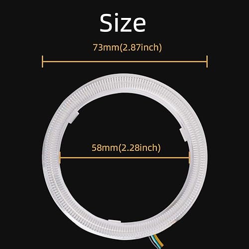 Miniatura 9 de 100MM Multicolor RGB LED Halo Anillos Luz COB 102SMD Teléfono Inteligente iOS Android App Control Bluetooth Coche Ángel Ojos Círculo Anillo Faro