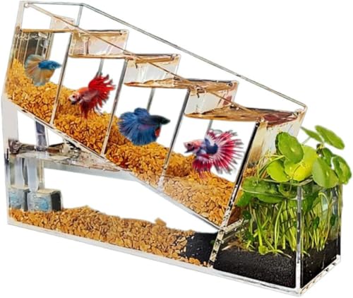 Vilom アクリル 小型 デスクトップ水槽 自己循環式 ウォーターポンプ付き ベタ用水族館キット 静音 循環ポンプ 内蔵式 LEDライト付き 省スペース設計 お手入れ簡単 熱帯魚・水草飼育用 おしゃれ インテリア アクアリウムタンク