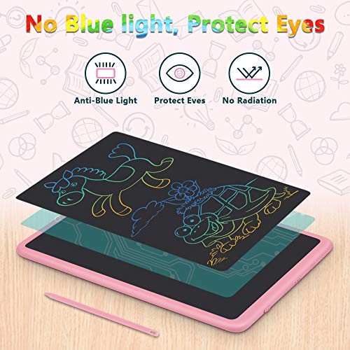 LCD Writing Tablet, 11 Inch Electronic Writing and Drawing Board, Erasable Reusable Doodle Pad Tablet for Kids and Adults at Home, School, Office (Pink)