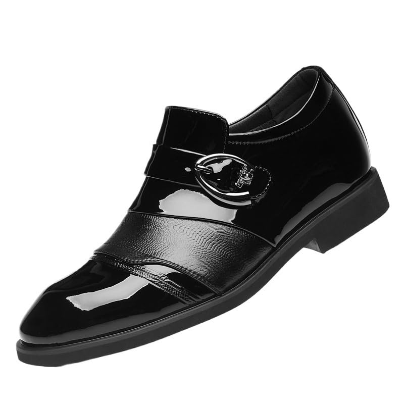 Mens Dress Formal Shoes Pu Leather Casual Slip-on Round Toe Prom Wedding Tuxedo Anti-Slip Slip Resistant Rubber Sole Shoe