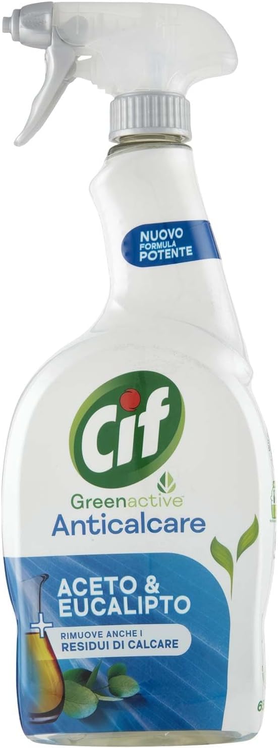 12x Cif Entkalker-Reinigungsspray für Badezimmer, mit Essig und Eukalyptus, 650 ml,Entfernt Kalk und Seifenreste, 100% biologisch abbaubarer Duft,+ Italy Shop Service Kostenloser Schlüsselanhänger