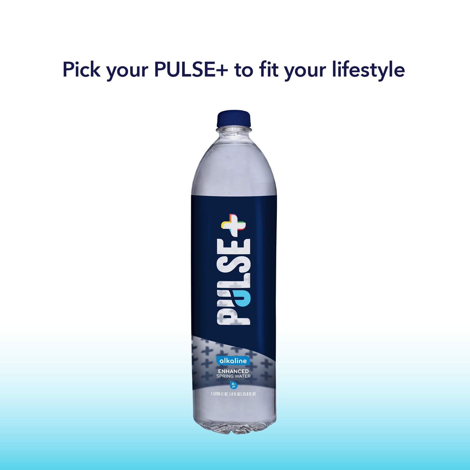 Pulse+ Alkaline Water - Naturally Filtered Spring Water in 1 Liter PET Plastic Bottles, Recyclable and BPA-Free - Case of 24